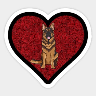 German Shepherd Dog Love Fingerprint Valentines Day Sticker